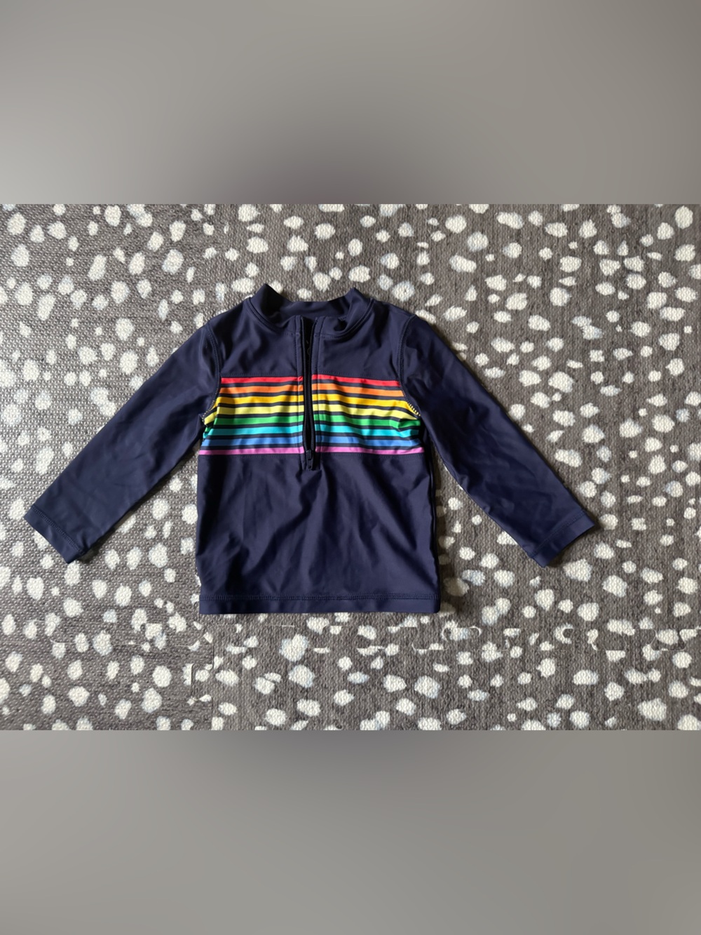 Primark Navy Rainbow Stripe Rash Guard - Size 6-12 Months - NWT